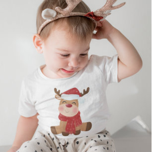 T-shirt Pour Bébé Joyeux Noël Renne Mignon Adorable