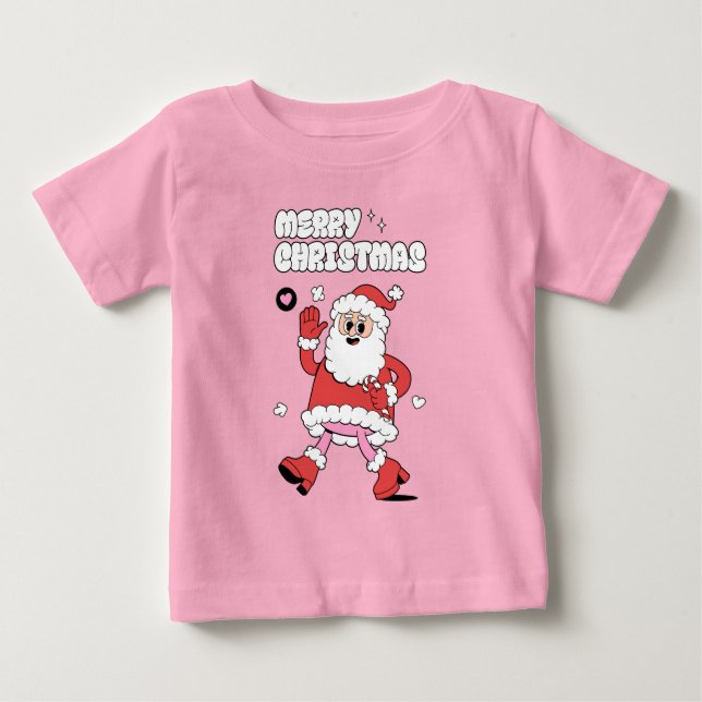 T-shirt Pour Bébé Joyeux Noël - Super Père Noël Strut (Devant)