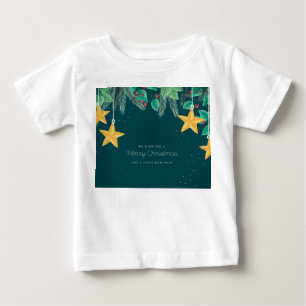 T-shirt Pour Bébé Joyeux Noël vert et une bonne bannière du Nouvel A