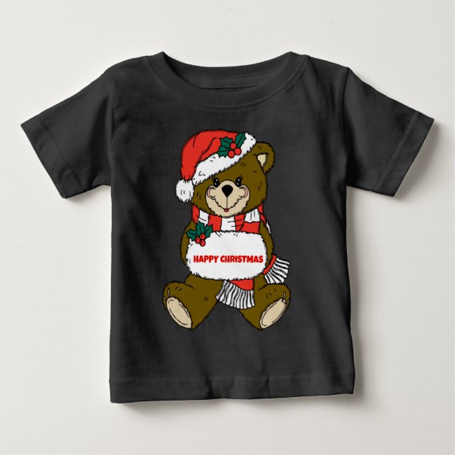 T-shirt Pour Bébé Joyeux Ours de Noël (Devant)