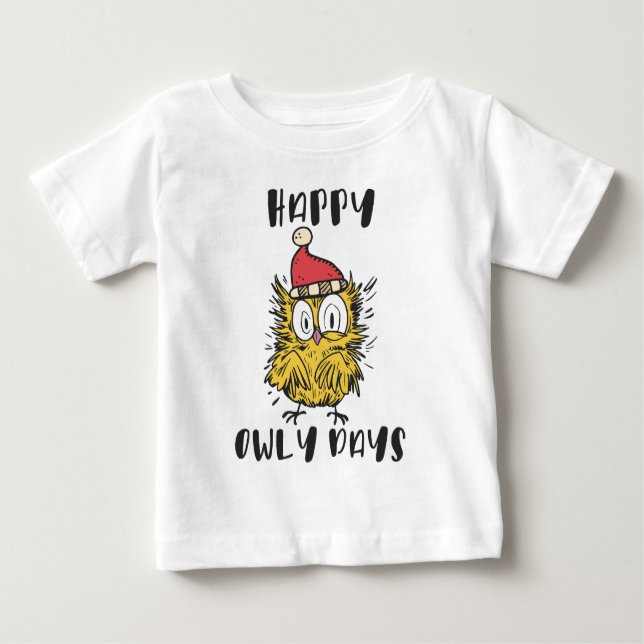 T-shirt Pour Bébé Joyeux Owly Days Funny Père Noël Owl (Devant)