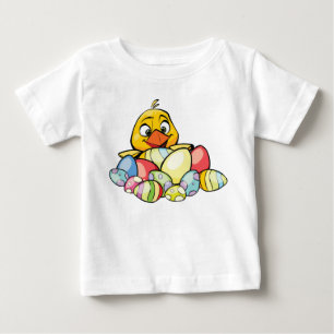 T-shirt Pour Bébé Joyeux Pâques avec poussins et oeufs de Pâques