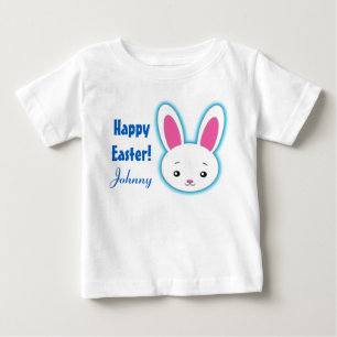 T-shirt Pour Bébé Joyeux Pâques mignon lapin nom personnalisé