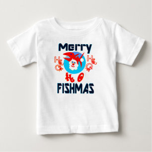T-shirt Pour Bébé ♫ ♥ Joyeux PoissonsMas-SantaFish Toddlers Longs Ma