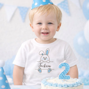 T-shirt Pour Bébé Joyeux Premier Anniversaire de Garçon au Lapin Ble