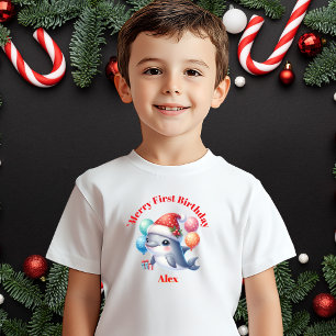 T-shirt Pour Bébé Joyeux premier anniversaire Noël Baby Cadeau