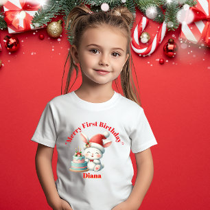 T-shirt Pour Bébé Joyeux premier anniversaire Noël Baby Cadeau