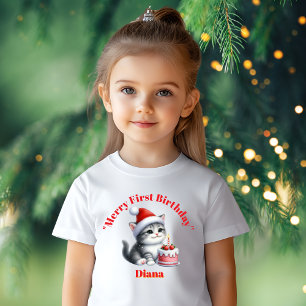 T-shirt Pour Bébé Joyeux premier anniversaire Noël Baby Cadeau