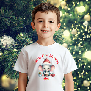 T-shirt Pour Bébé Joyeux premier anniversaire Noël Baby Cadeau
