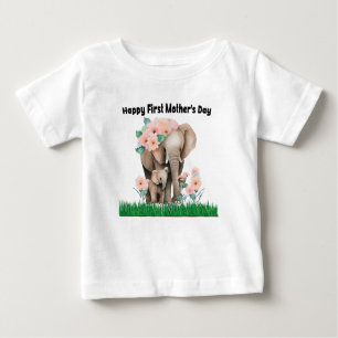 T-shirt Pour Bébé joyeux premier jour de mère mignon éléphant