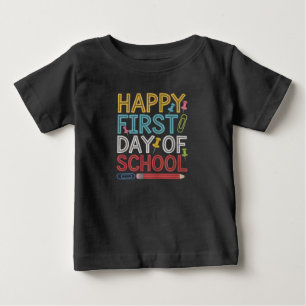 T-shirt Pour Bébé Joyeux Premier Jour D'École Retour À L'École