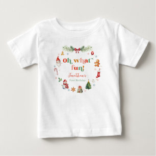 T-shirt Pour Bébé Joyeux Quelle Amusement Premier Noël Anniversaire