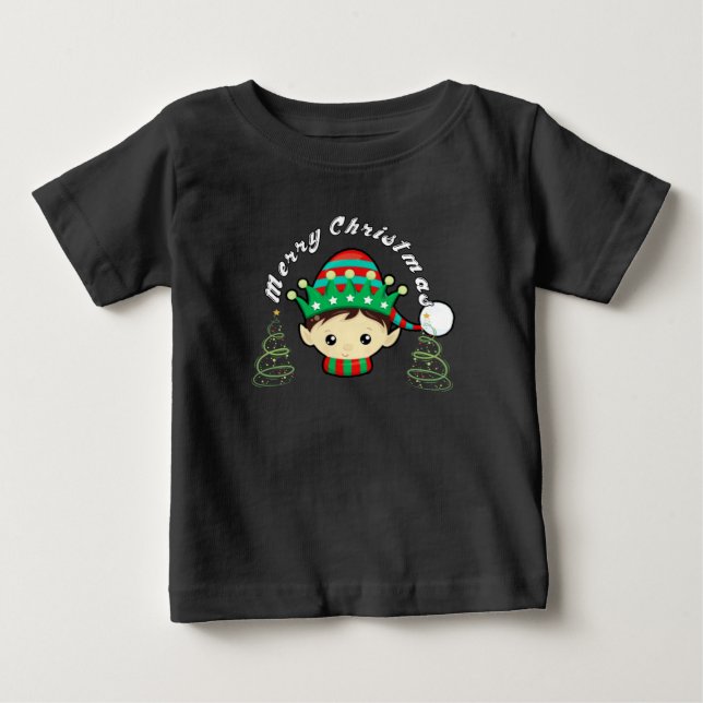 T-shirt Pour Bébé Joyeux sapin de Noël et fée  (Devant)