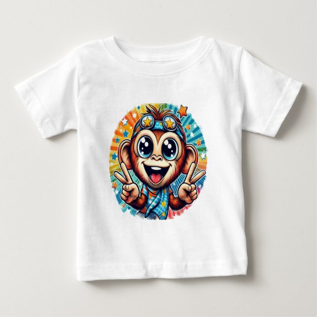 T-shirt Pour Bébé Joyeux singe de la Paix no 5 (Devant)