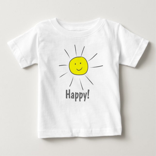 T-shirt Pour Bébé Joyeux soleil jaune avec visage souriant  (Devant)