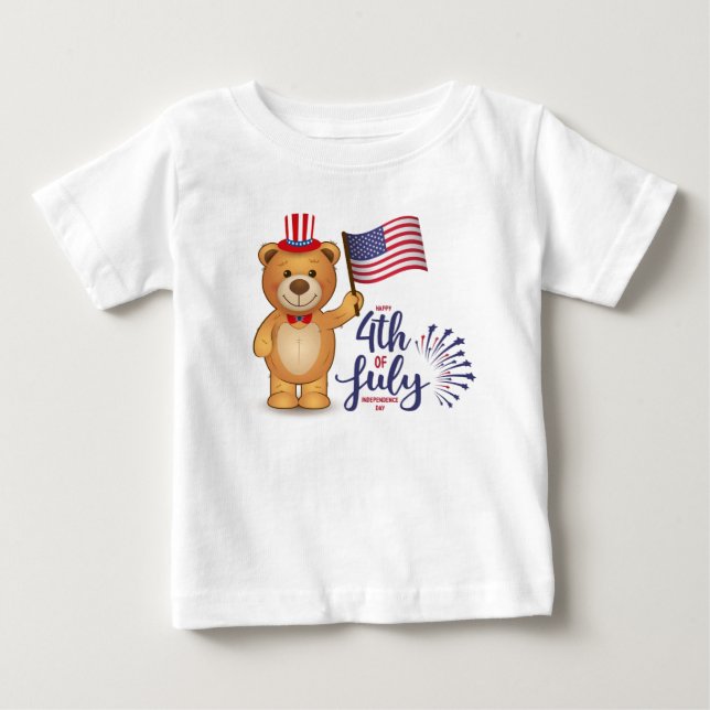 T-shirt Pour Bébé Joyeux T-shirt 4 juillet bébé (Devant)