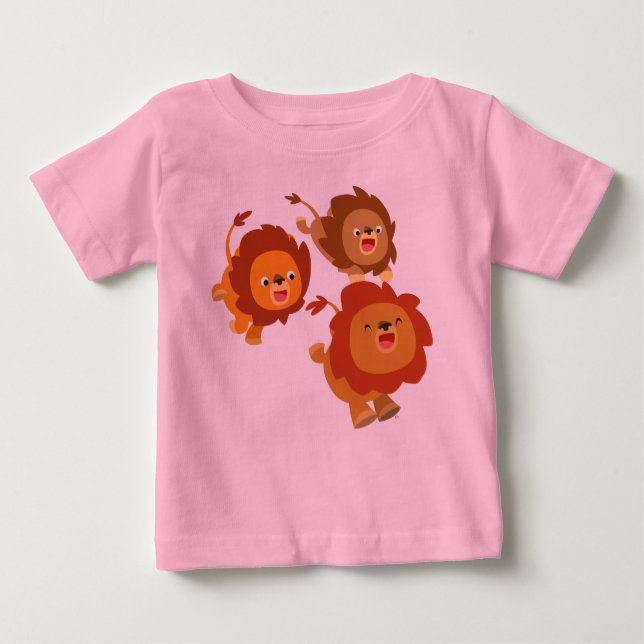 T-shirt Pour Bébé Joyeux trio de mignonette caricature Lions Baby T- (Devant)