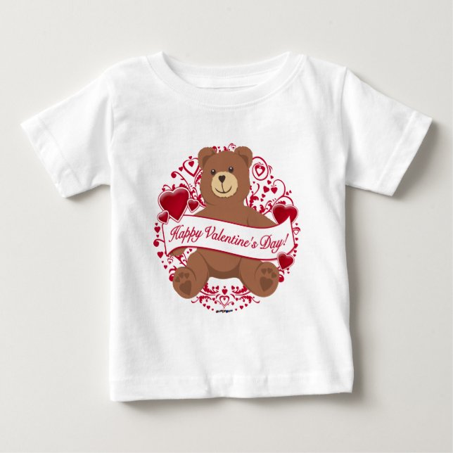 T-shirt Pour Bébé Joyeux Valentine ! Teddy bear (Devant)
