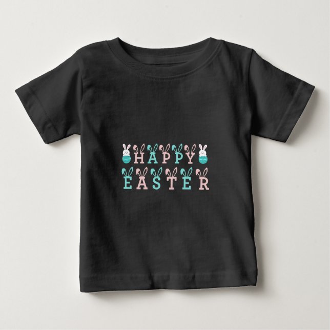T-shirt Pour Bébé Joyeux voeux de Pâques - Drôle lapin Pâques (Devant)