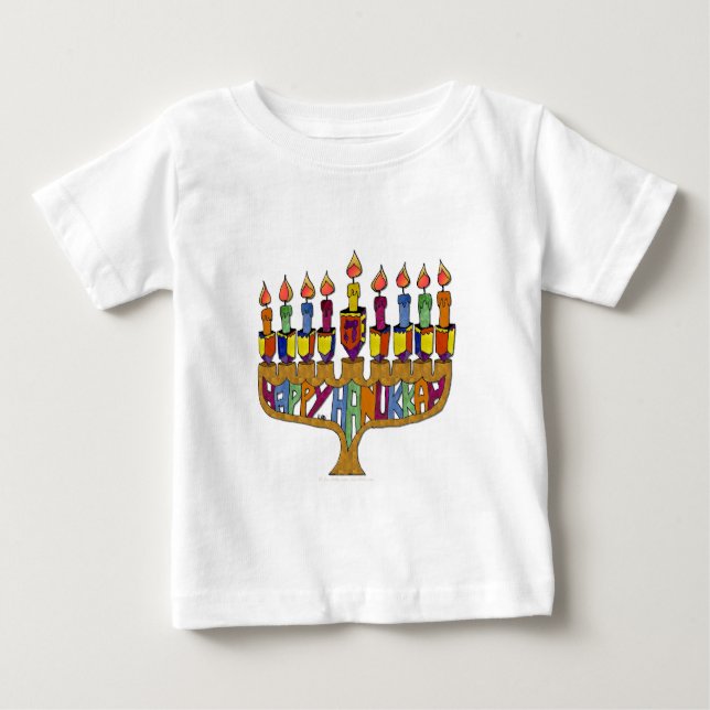 T-shirt Pour Bébé Judaica Happy Hanukkah (Devant)