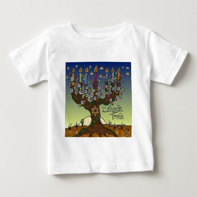 T-shirt Pour Bébé Judaica L'shanah Tovah Arbre de vie Dons Vêtements (Devant)