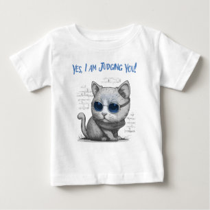 T-shirt Pour Bébé Jugement de Chat Critique Texte Bleu