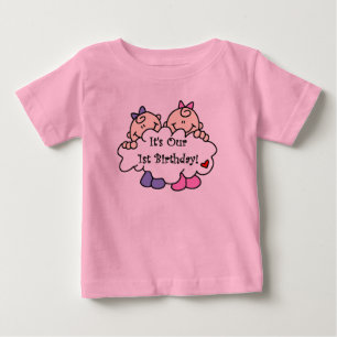T-shirt Pour Bébé Jumeaux Filles premier anniversaire