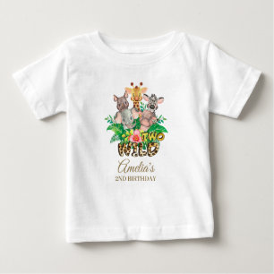 T-shirt Pour Bébé Jungle Animal Wild DEUX Fille 2e Anniversaire tenu