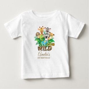T-shirt Pour Bébé Jungle Animal Wild ONE Girl 1er Anniversaire tenue