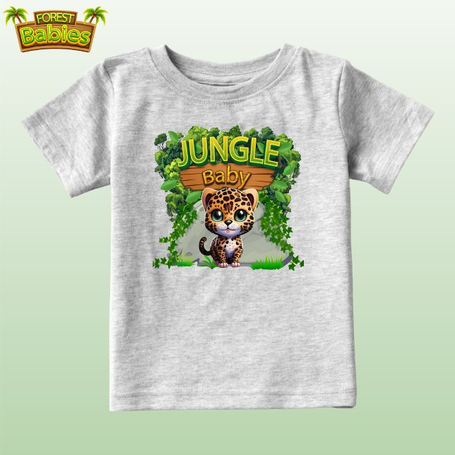 T-shirt Pour Bébé Jungle Baby Leopard, mignonne Wildlife Kitty Cat � (Jungle Baby Leopard Cub T-shirt, Cute Kitten Woodland Wildlife Kitty Cat nature-inspired shirt 🐆)