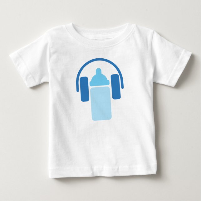 T-shirt Pour Bébé Junior DJ - Casque et icône de bouteille (Devant)