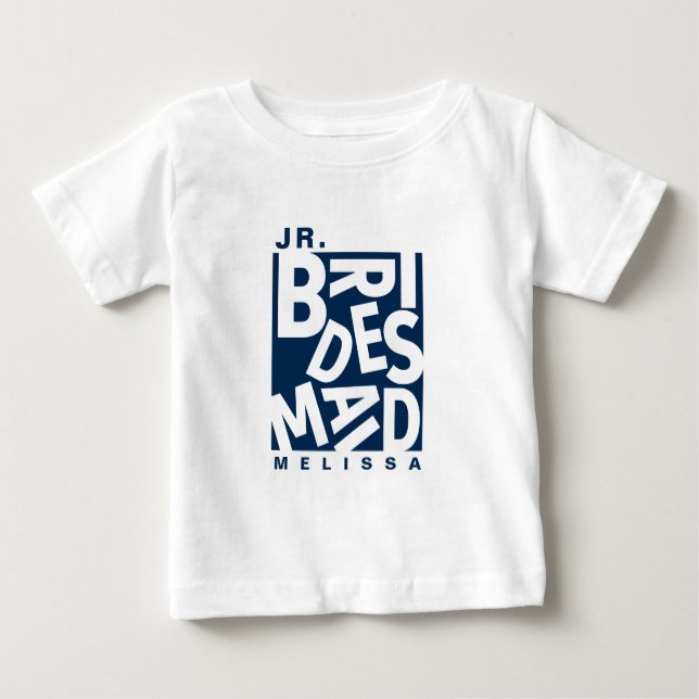 T-shirt Pour Bébé Junior Jr Bridesmaid, mariage, Navy Blue (Devant)