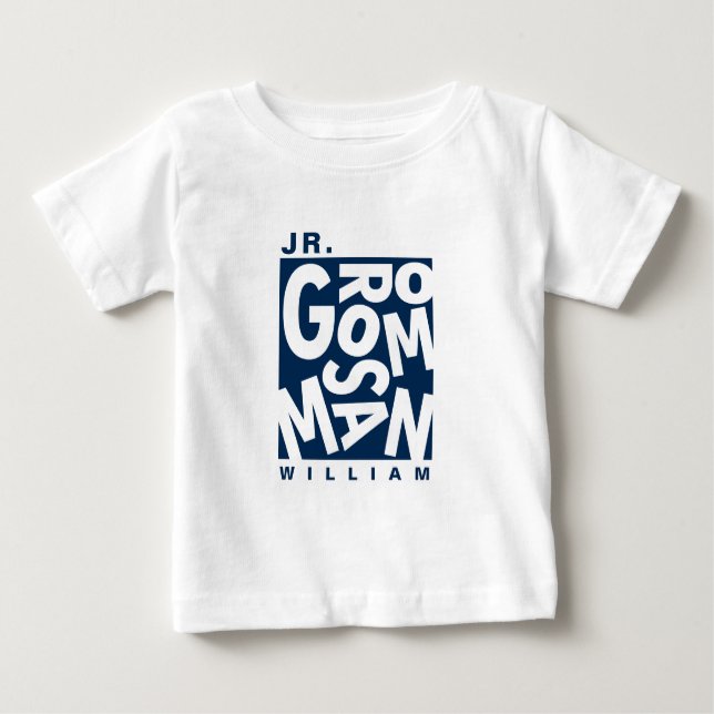 T-shirt Pour Bébé Junior Jr Groomsman, mariage, Navy Blue (Devant)