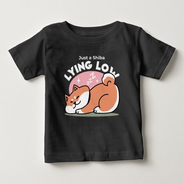 T-shirt Pour Bébé Juste un Shiba allongé bas : mignonne conception S (Devant)