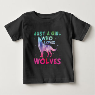 T-shirt Pour Bébé Juste une fille qui aime les loups aquarelle