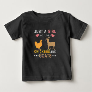 T-shirt Pour Bébé juste une fille qui aime les poulets et les chèvre