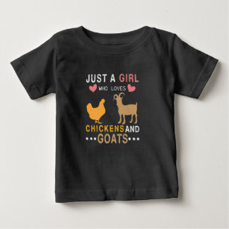 T-shirt Pour Bébé juste une fille qui aime les poulets et les chèvre
