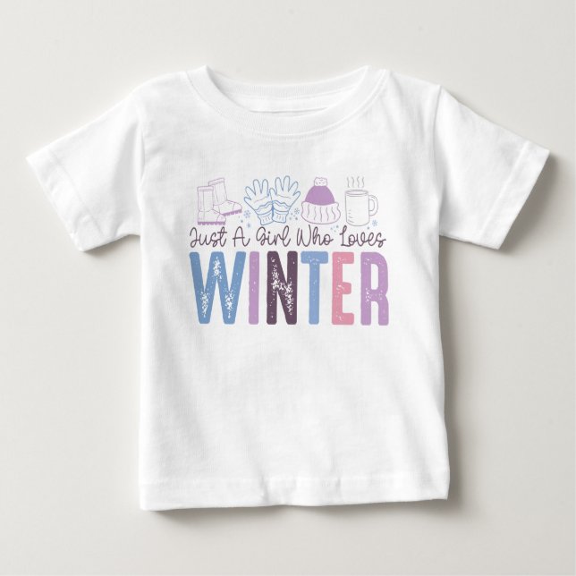 T-shirt Pour Bébé Juste une fille qui aime l'hiver mignonne design s (Devant)
