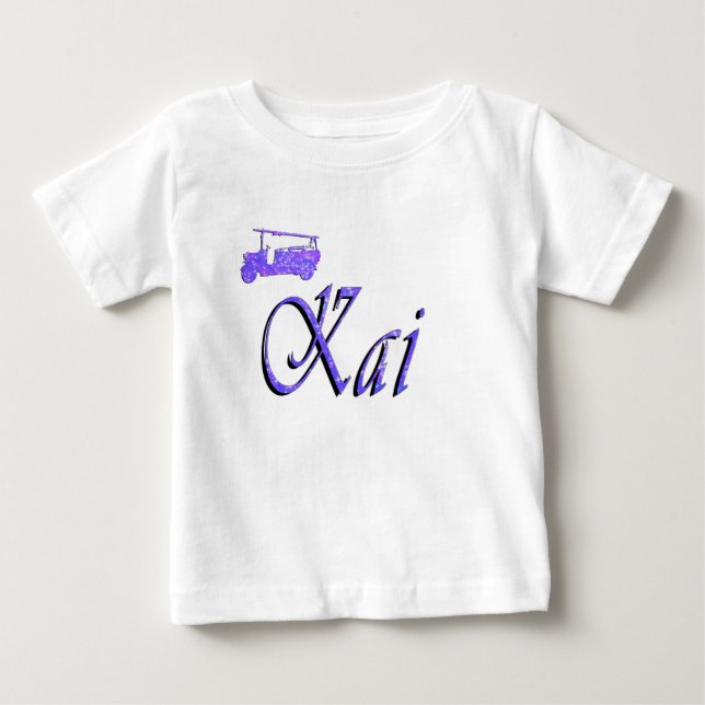 T-shirt Pour Bébé Kai Nom Avec Camion de Pompiers, (Devant)