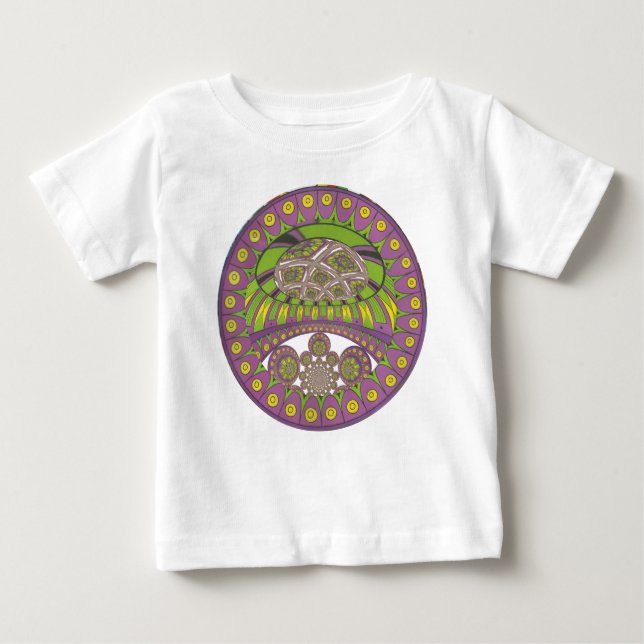 T-shirt Pour Bébé Kaleidoscope africain violet et jaune traditionnel (Devant)