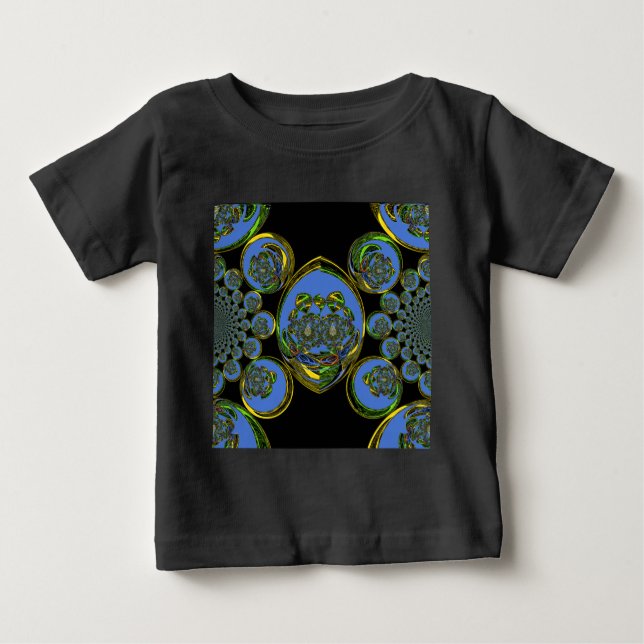 T-shirt Pour Bébé Kaleidoscope bleu et jaune Imprimer (Devant)