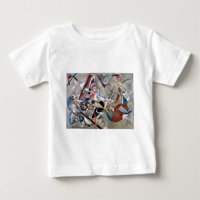 T-shirt Pour Bébé Kandinsky En Gris Oeuvre Abstraite (Devant)