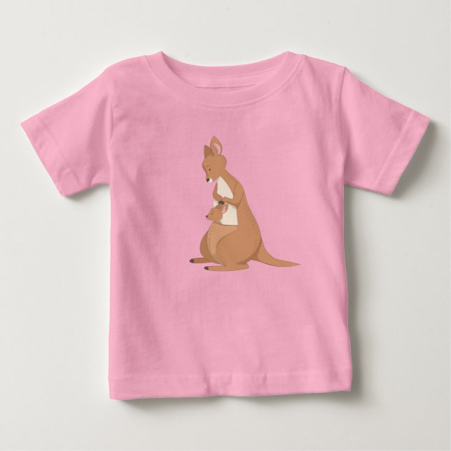 T-shirt Pour Bébé Kangourou Mère Avec Bébé (Devant)