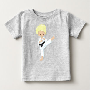 T-shirt Pour Bébé Karate Boy, Joli Garçon, Cheveux Blond, Ceinture N