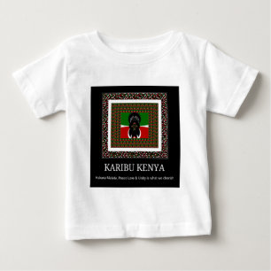 T-shirt Pour Bébé Karibu Kenya : Les couleurs vives du drapeau natio