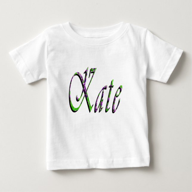 T-shirt Pour Bébé "Kate" Floral Lavande Nom Kate, (Devant)