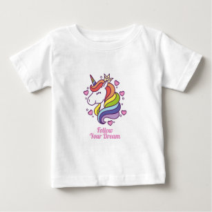 T-shirt Pour Bébé Kawaii Colorful Rainbow Unicorn Dreams