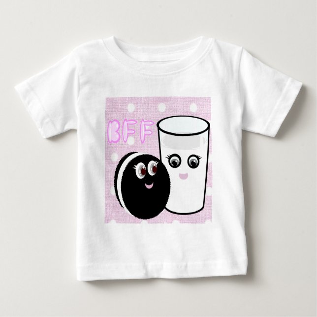 T-shirt Pour Bébé Kawaii meilleurs amis pour toujours lait et biscui (Devant)