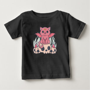 T-shirt Pour Bébé Kawaii Pastel Goth Cute Démon Déplaisant Chat et
