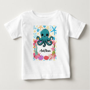 T-shirt Pour Bébé Kawaii sous la pieuvre de mer